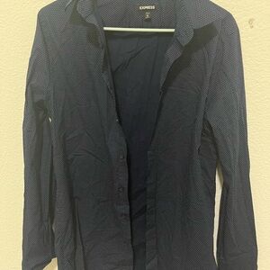 Express Blue Slim Button Down Shirt